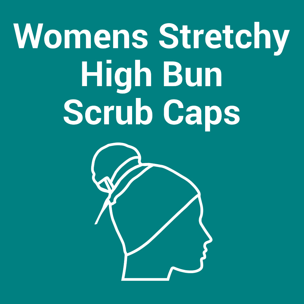 Womens Stretchy High Bun Scrub Caps