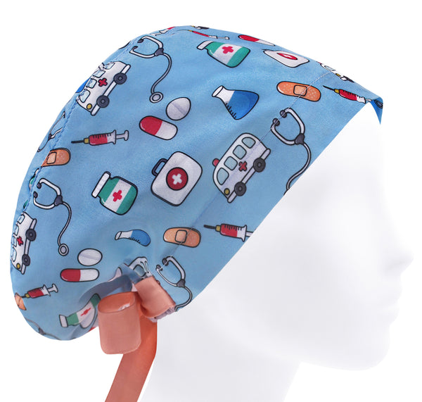 Scrub cap, surgical cap, blue medical scrub hat, nurse hat