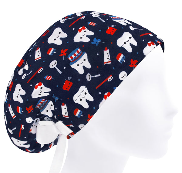 Dentist scrub cap, teeth scrub hat, dental nurse cap, surgical cap women