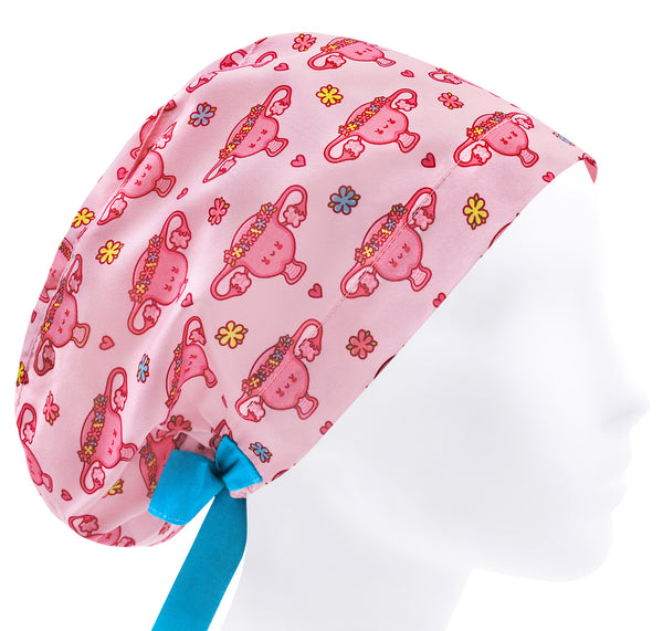 OB GYN scrub cap, uterus medical hat, surgical hat women
