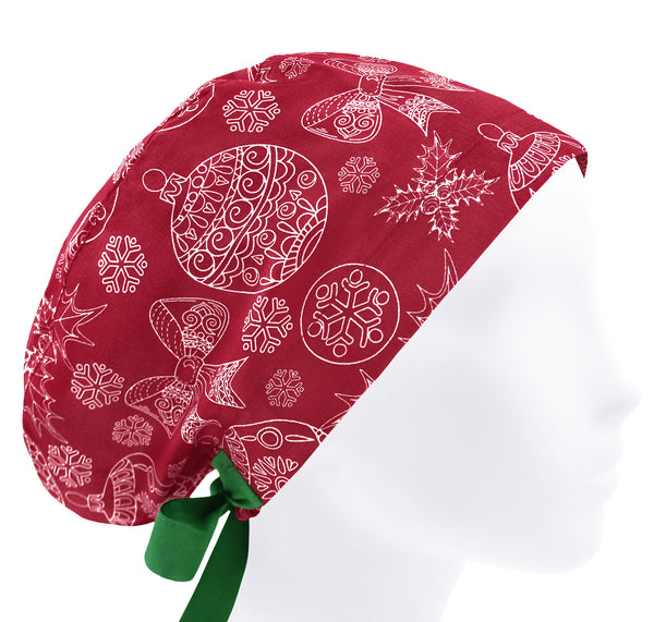 Women Scrub Cap Christmas, Cotton Surgical Hat Holiday