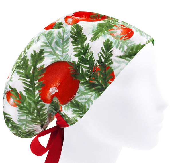 Women Scrub Cap Christmas Tree, Cotton Surgical Hat Holiday Toys