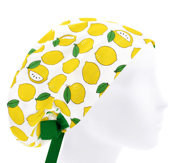Lemon scrub hat, colorful surgical hat, fruit chef scrub cap, medical cap