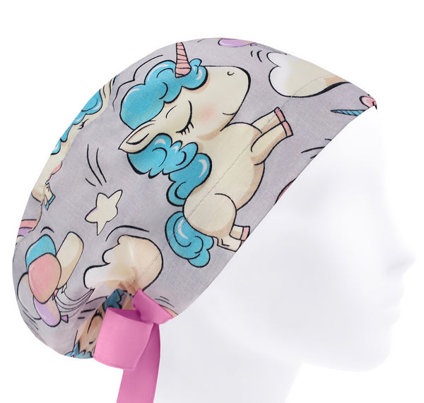 Unicorn scrub hat for women, surgical cap stars, cute scrub cap