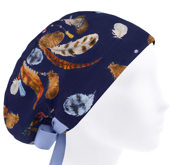 Surgical cap, scrub hat dreamcatcher, scrub cap feathers, nurse scrub cap