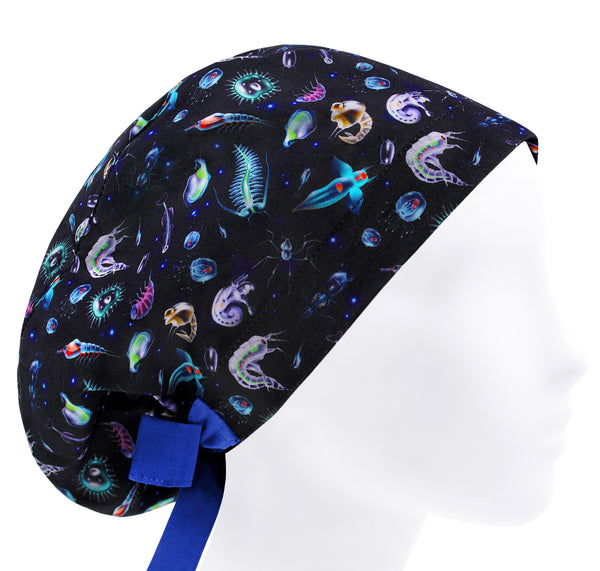 Scrub cap for women, microorganisms black scrub hat, surgical cap