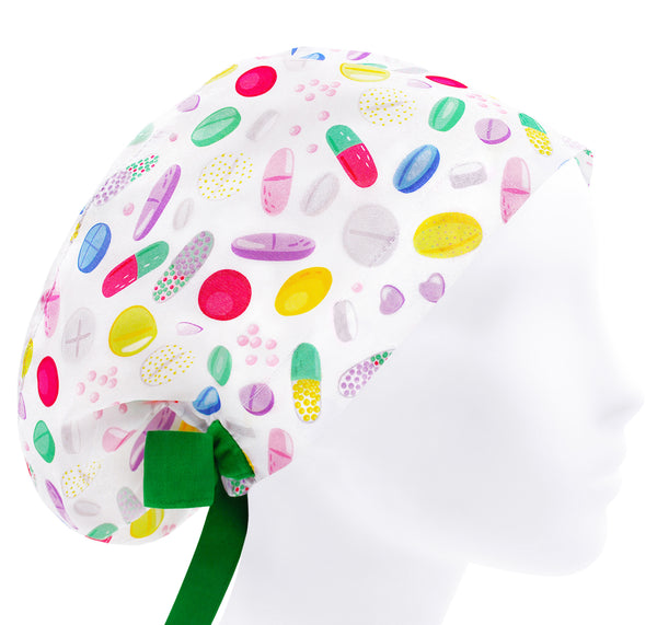 Pills scrub cap, medicine scrub hat, tablet surgical cap women