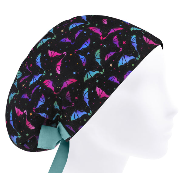 Helloween Scrub Cap For Women, Themed Surgical Hat Bats