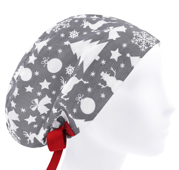 Women Scrub Cap Christmas, Cotton Surgical Hat Holiday