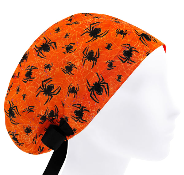 Halloween Scrub Cap For Women, Euro Surgical Scrub Hat Spider