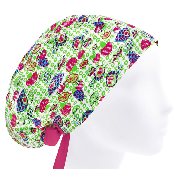 Mushrooms scrub cap for women, chef hat, colorful surgical scrub hat