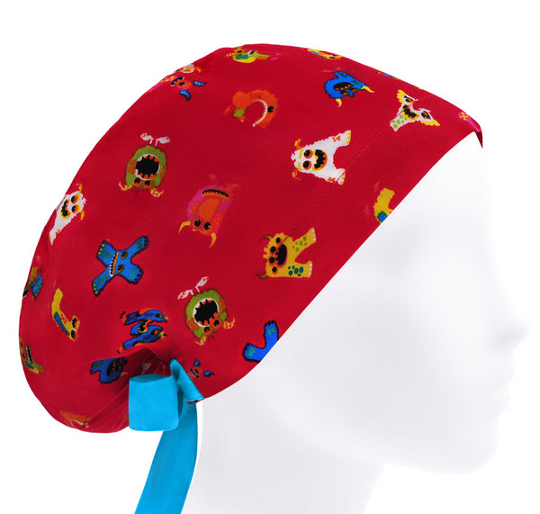 Letters surgical cap for women, cartoon scrub cap, monsters scrub hat