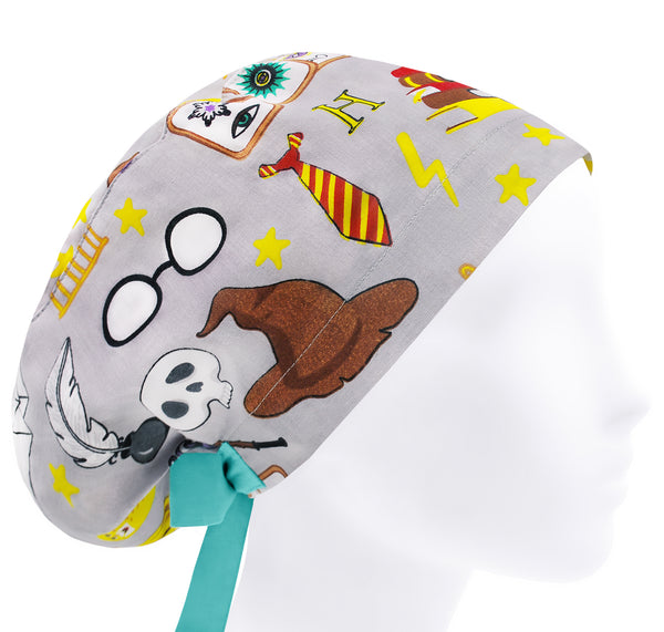 Womens scrub cap Potter magic, themed surgical cap, fantasy book scrub hat