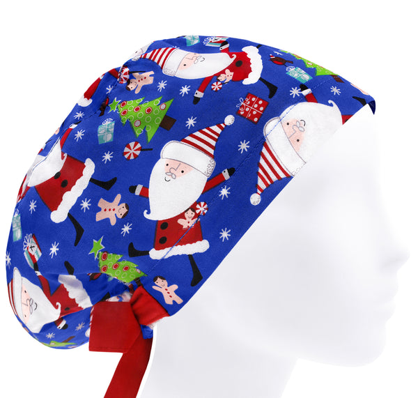 Women Scrub Cap Christmas, Santa Surgical Scrub Hat Holiday