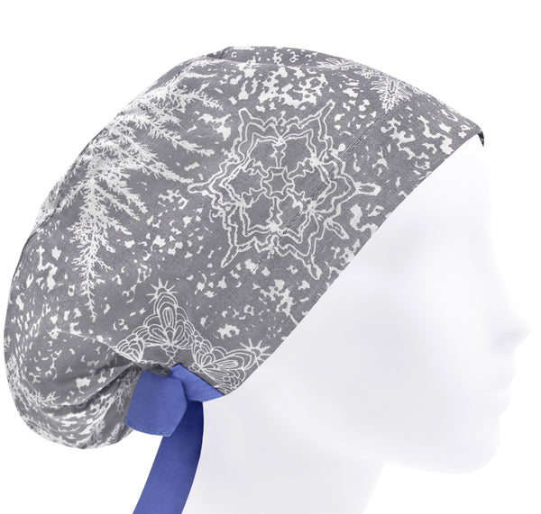 Women Scrub Cap Christmas, Snowflakes Surgical Hat, Medical Hat