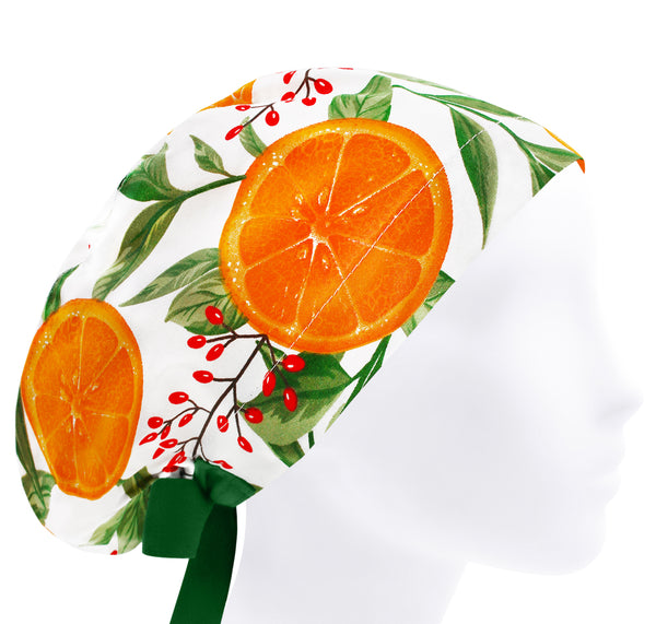 Orange scrub hat, colorful surgical hat, fruit chef scrub cap, medical cap