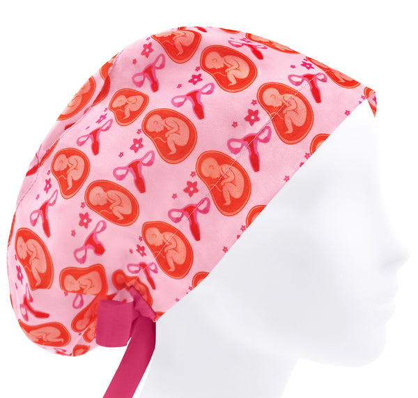 OB GYN scrub hat, fetus nurse cap, pregnancy scrub cap, women surgical cap Labor and Delivery