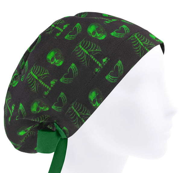 Skeleton nurse cap, surgical cap skull, scrub hat spine, bones