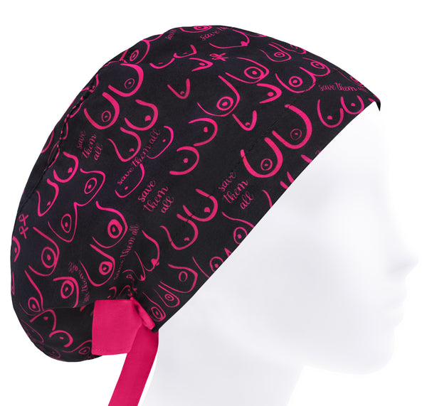 Breast scrub cap, cancer awareness surgical cap, scrub hat, nurse cap