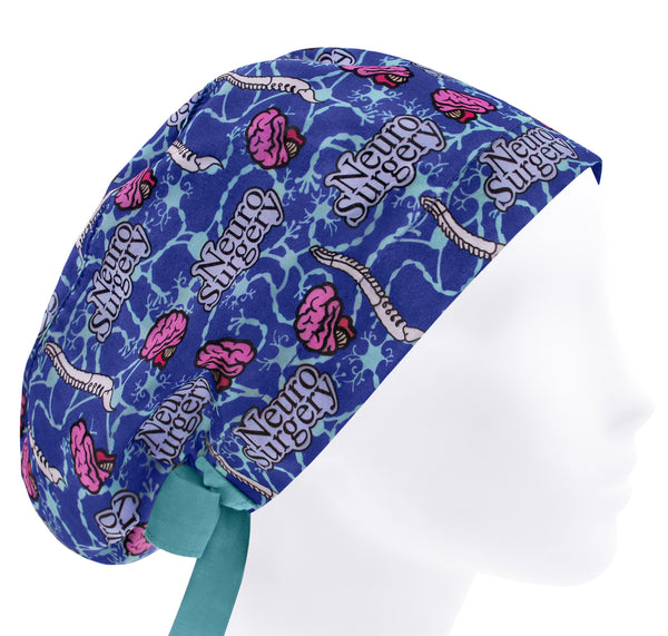 Neuro scrub cap for women, blue surgical cap, scrub hat