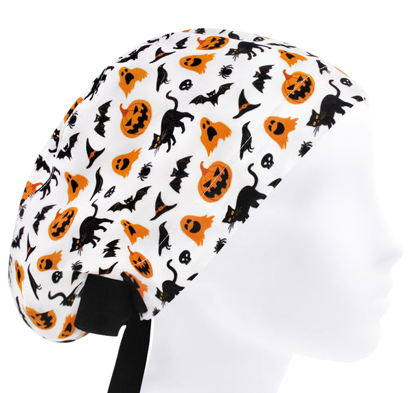 Surgical Scrub Cap with Halloween pattern on a white background