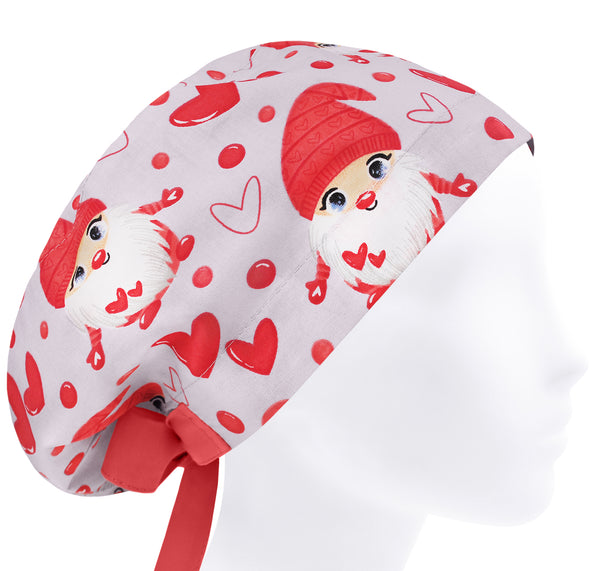 Women Scrub Cap Christmas, Holiday Cotton Surgical Hat Gnomes