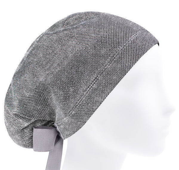 Shiny silver surgical cap, solid scrub cap, stretchy women scrub hat