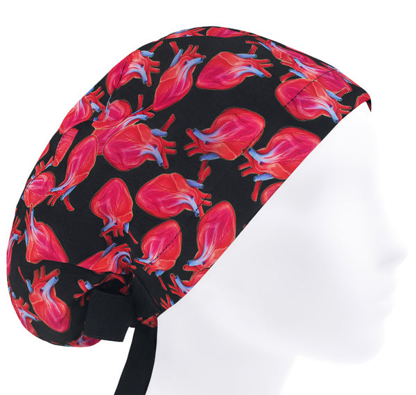 Heart scrub cap for women, scrub hat cardiology, surgical hat