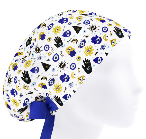 Evil eye scrub cap, surgical hat amulet, ophthalmology scrub hat