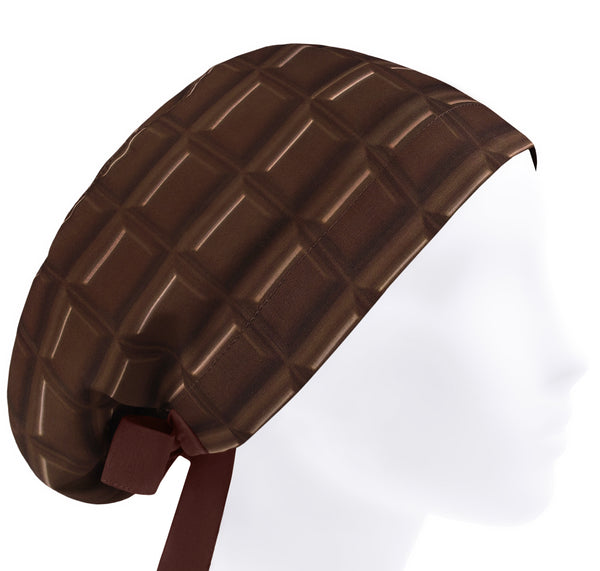 Сhocolate scrub cap, woman surgical cap choco, sweet tooth doctor hat