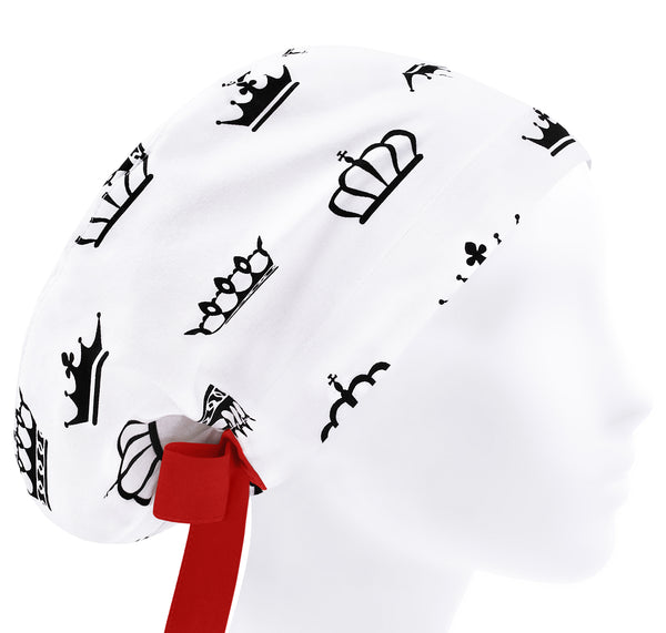 Women scrub cap crown, white surgical cap women, scrub hat queen