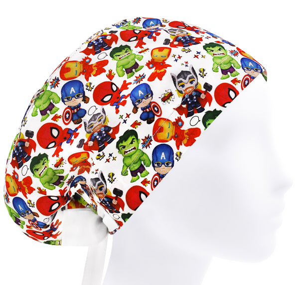 Women scrub cap superheroes, comic fans gift scrub hat, hero surgical cap