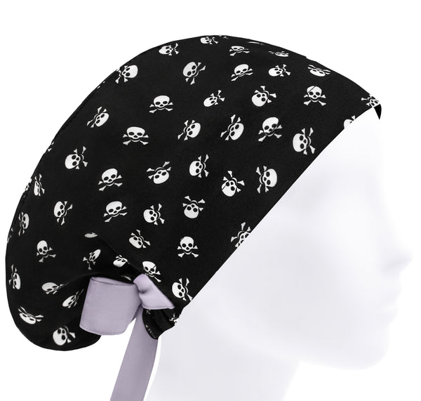 Pirate Skull Scrub Cap For Women, Halloween Surgical Hat, Nurse Medical Bonnet