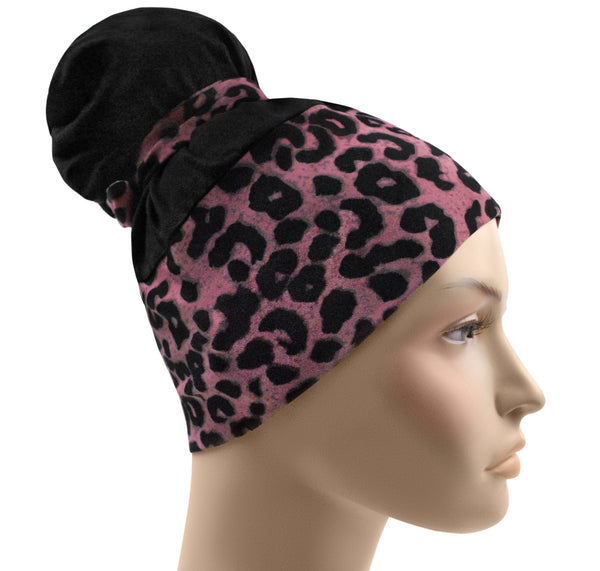 Cheetah high bun scrub cap, stretchy surgical cap, ponytail scrub hat