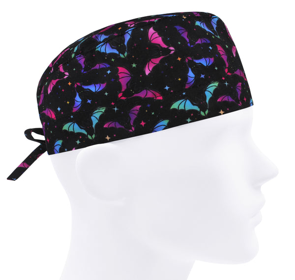 Halloween mens scrub cap bats, holiday surgical cap, scrub hat for men