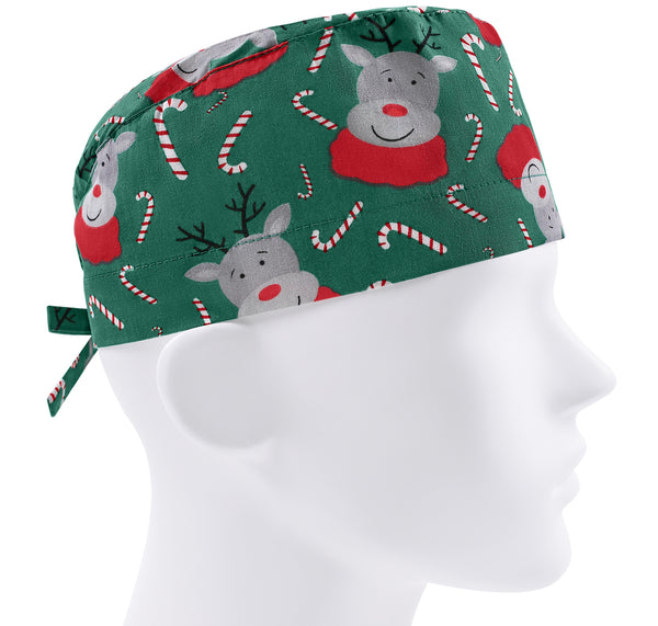 Christmas Scrub Cap For Men, Winter Holiday Reindeer Surgical Cap