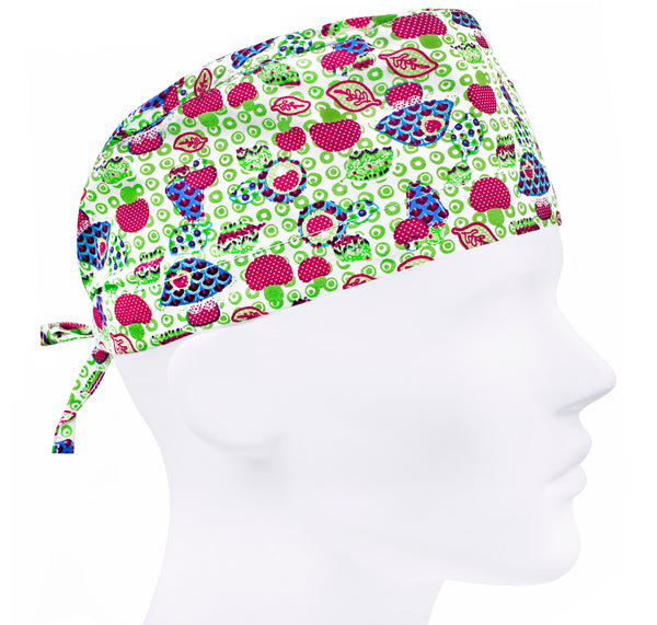 Printed men scrub cap, mushrooms scrub hat, funny surgical cap