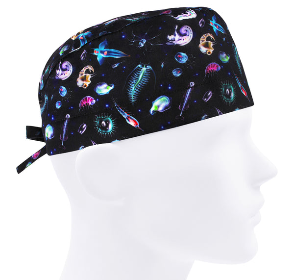 Scrub cap men, microbes scrub hat, surgical cap microorganisms