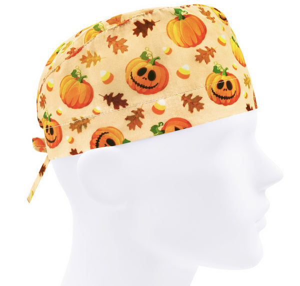 Halloween scrub cap, pumpkin surgical cap, scrub hat bat Jack O Lantern