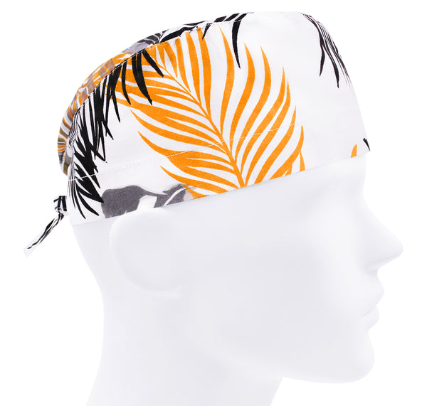 Palm leaf scrub cap for men, surgical hat with leaves print, chef hat