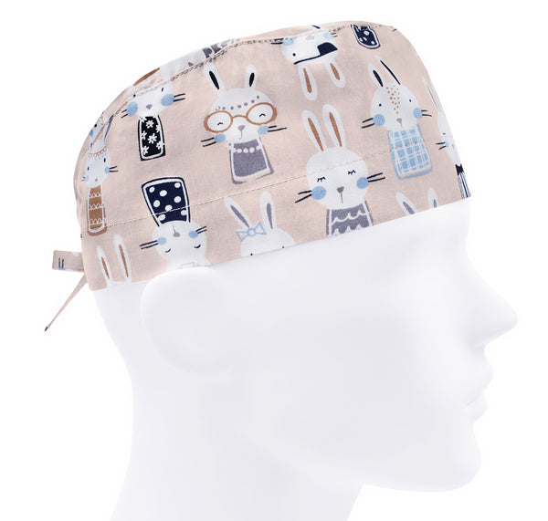 Rabbit scrub cap men, hare surgical hat, bunny scrub hat