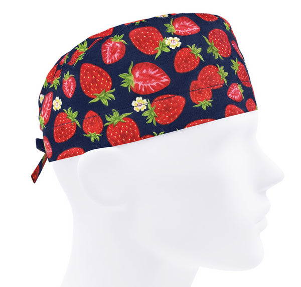 Berries scrub cap for men, surgical cap strawberry, summer scrub hat