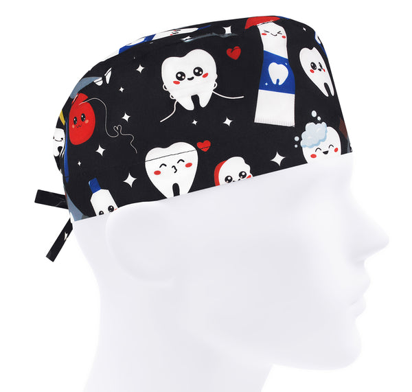 Dental scrub cap, dentist scrub hat, nurse caps tooth, mens scrub hat teeth