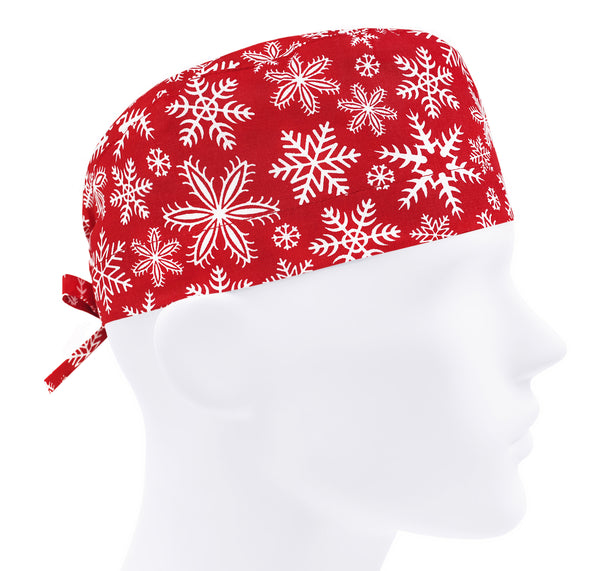 Christmas scrub cap for men, surgical hat snowflakes, winter scrub hat
