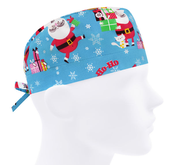 Christmas Scrub Cap Men, Holiday Surgical Cap Santa, Scrub Hat Winter