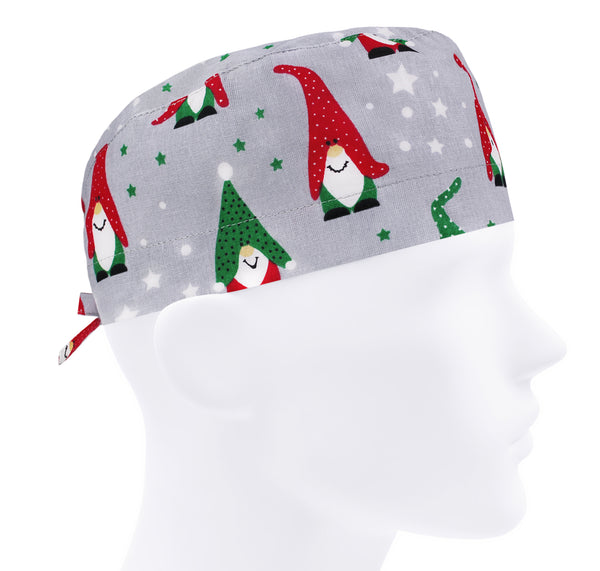 Christmas Scrub Cap For Men, Winter Holiday Gnome Surgical Hat