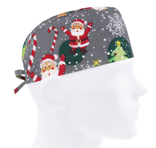 Christmas scrub cap men, holiday surgical cap Santa, scrub hat winter