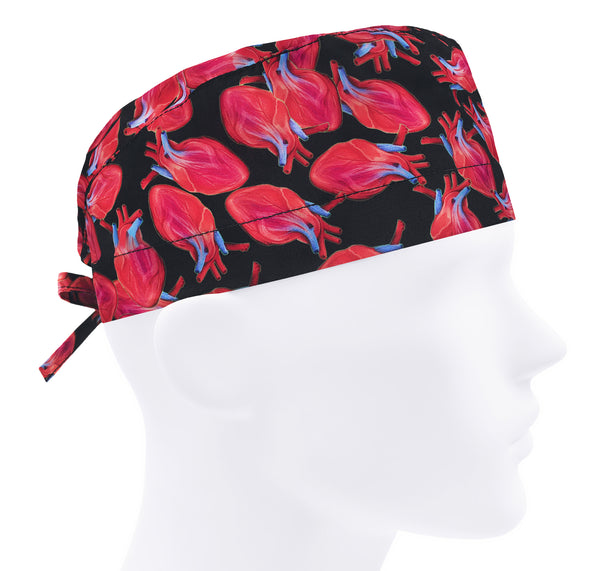 Scrub cap heart, cardiology scrub hat for men, surgical hat, heartbeat scrub hat