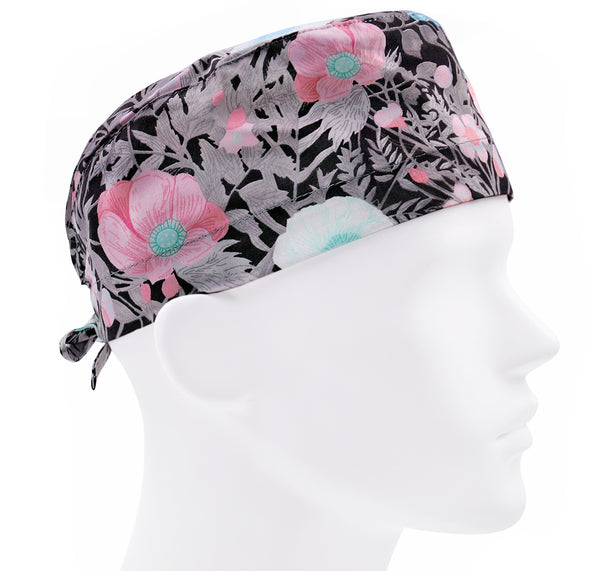 Flowers scrub cap for men, floral surgical hat, medical scrub hat