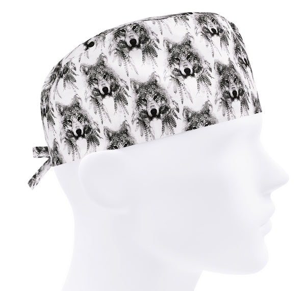 Wolf surgical cap, men scrub cap animal, wild scrub hat, men nurse cap